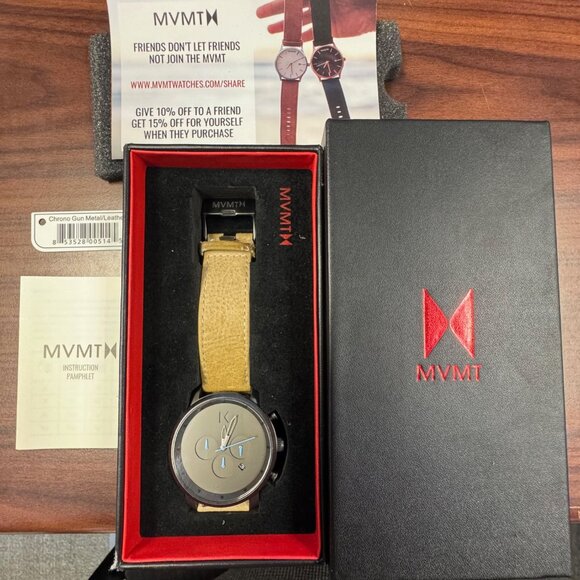 MVMT Men's Chrono Gun Metal/Sandstone Watch (45MM) With Original Box/User Manual - Picture 13 of 13